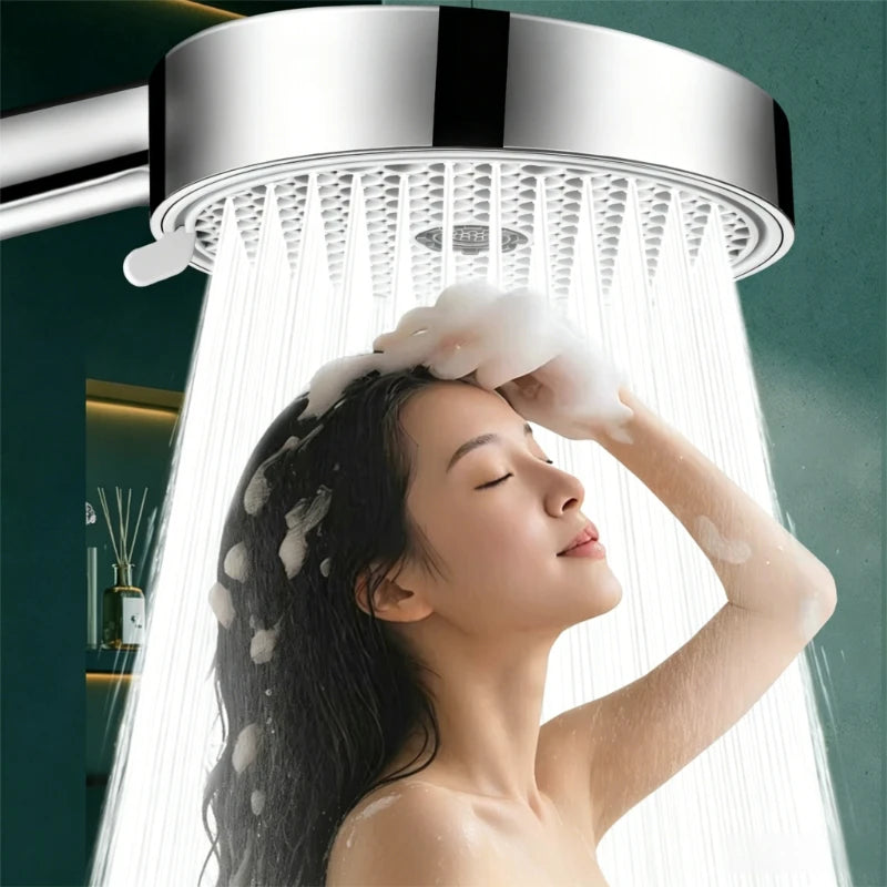 6 Modes Adjustable Pressure Boost Shower Head 12.5CM Big Panel High Pressure Large Flow Handheld Showerhead Bathroom Accessories Oasis Select