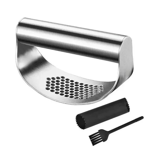 Upgraded Stainless Steel Garlic Press Squeezer Manual Garlic Ginger Rocker Crusher Garlic Cutting Mince Tools Kitchen Gadgets Oasis Select Sliver Set