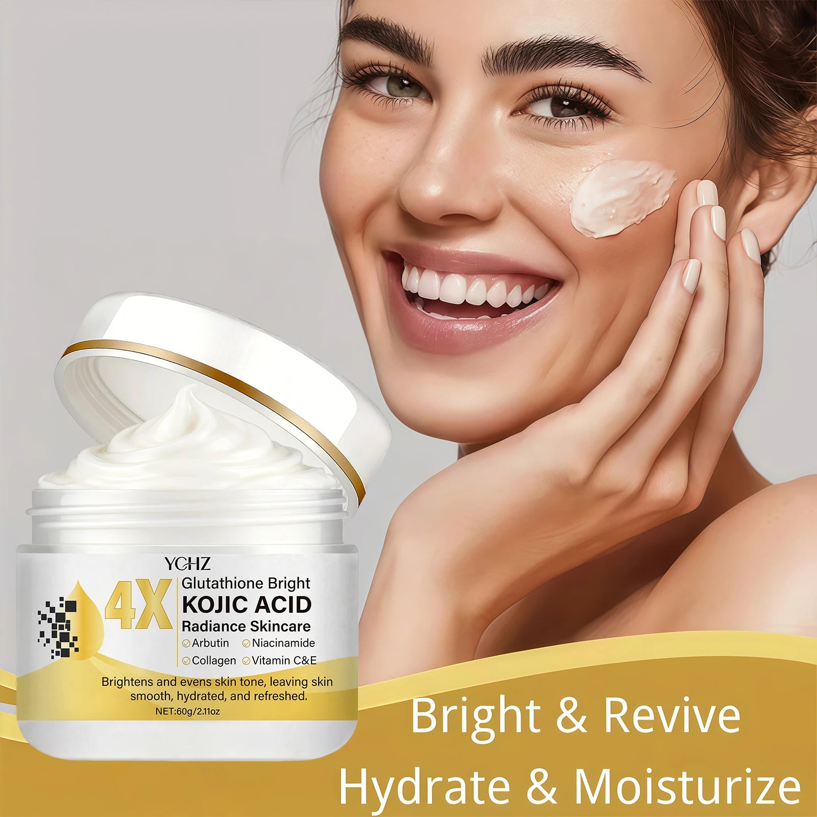 YCHZ Kojic Acid Brightening Cream – Dark Spot & Dullness 60g
