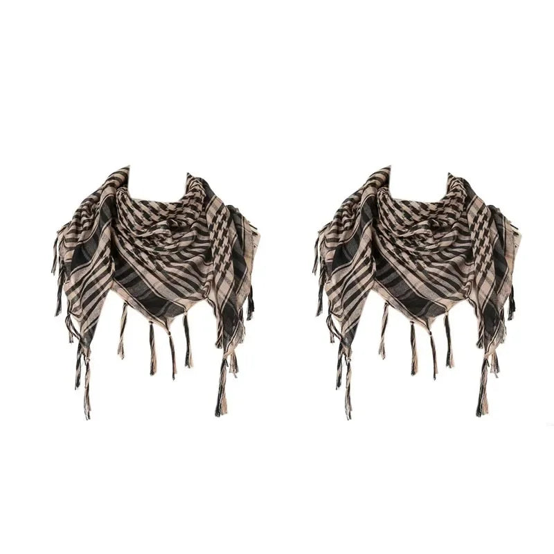 1/2/3Pcs Keffiyeh Tactical Desert Scarf Wrap Shemagh Head Neck Arab Scarf Keffiyeh Scarf Wrap For Men And Women Oasis Select 2pcs-Mud