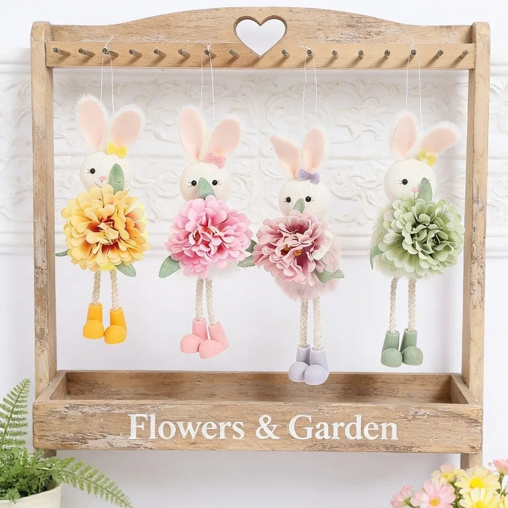 Cartoon Easter Bunny Figurine – Colorful Soft Long Legs Rabbit Decor