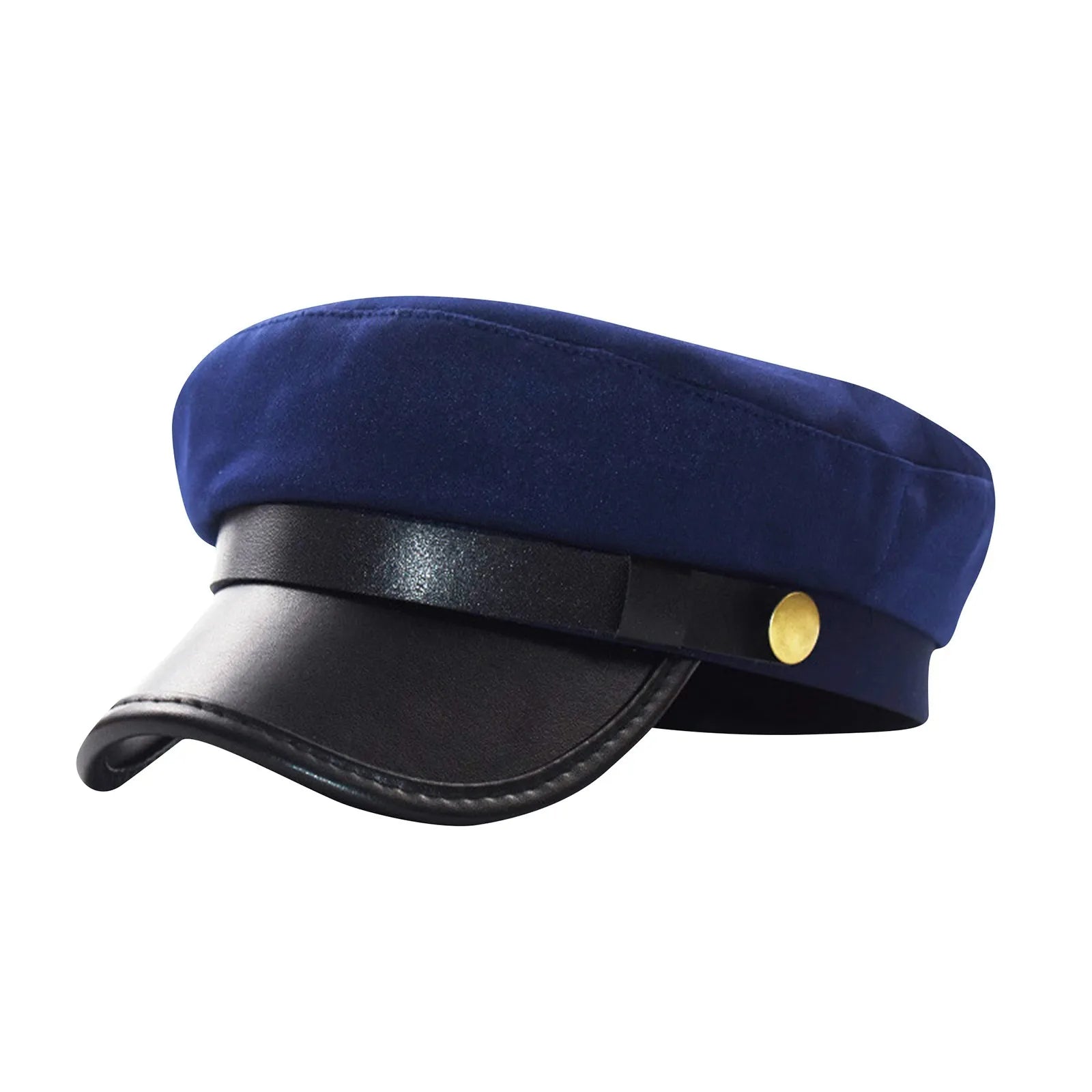 Unisex Cycling Caps PU Leather Hat Autumn Sailor Hat for Women Men Men Black Female Travel Student Hat Captain Hat Flat Top Oasis Select