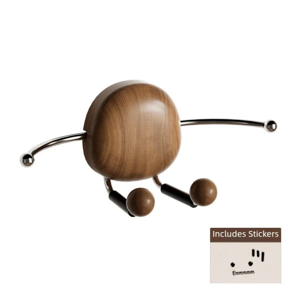 Traceless Wall Hook Rustic Wooden Suction Cup Hook Rack with 4 Stainless Steel Hooks Wall Mounted Organizer Hanger for Entryway Oasis Select Brown
