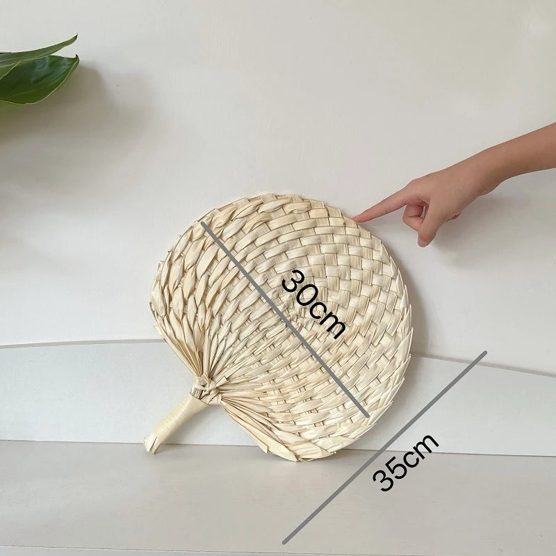 Chinese Style Handmade Fan Retro Natural Bamboo Braided Fan New Summer Cooling Hand Fan Art Crafts Woven Fan Home Decorations Oasis Select Straight handle