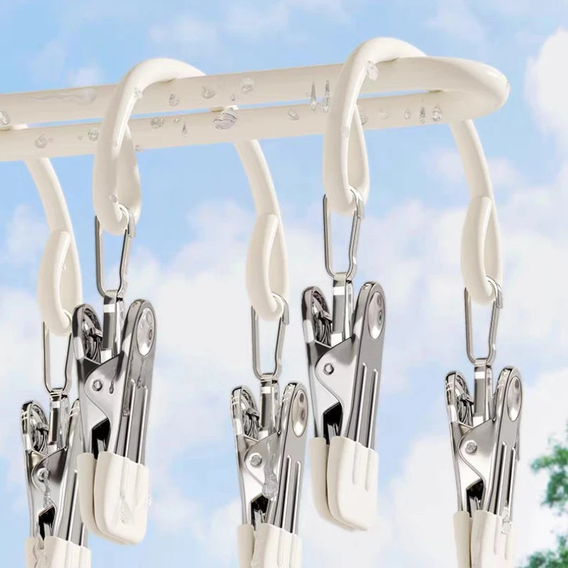 20 Clips Heavy Duty Stainless Steel Laundry Hanger - Windproof Non-Slip Multi-Clip Drying Rack for Socks, Underwear, Bras Oasis Select