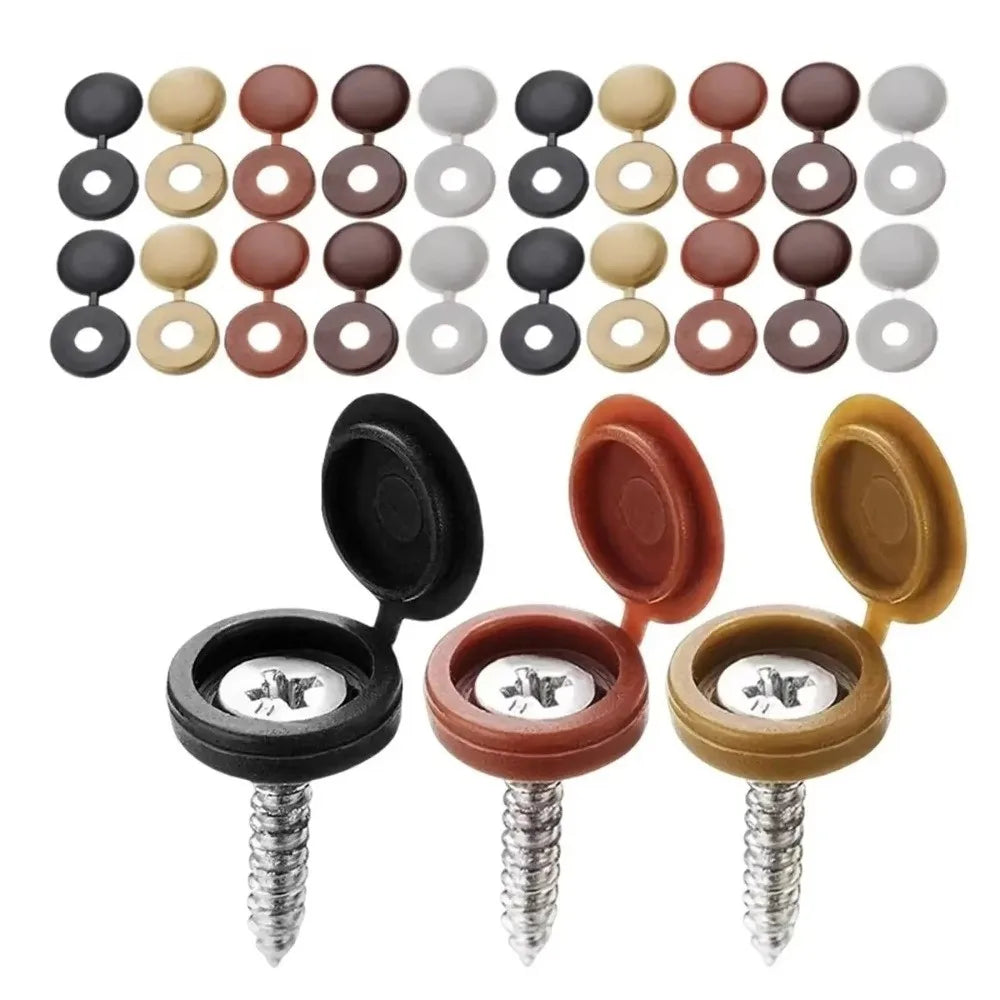 100PCS New Universal Fit Screw Protective Covers Snap Protective DIY Fold Snap Cap Fixing Caps Decorative Hardware Oasis Select
