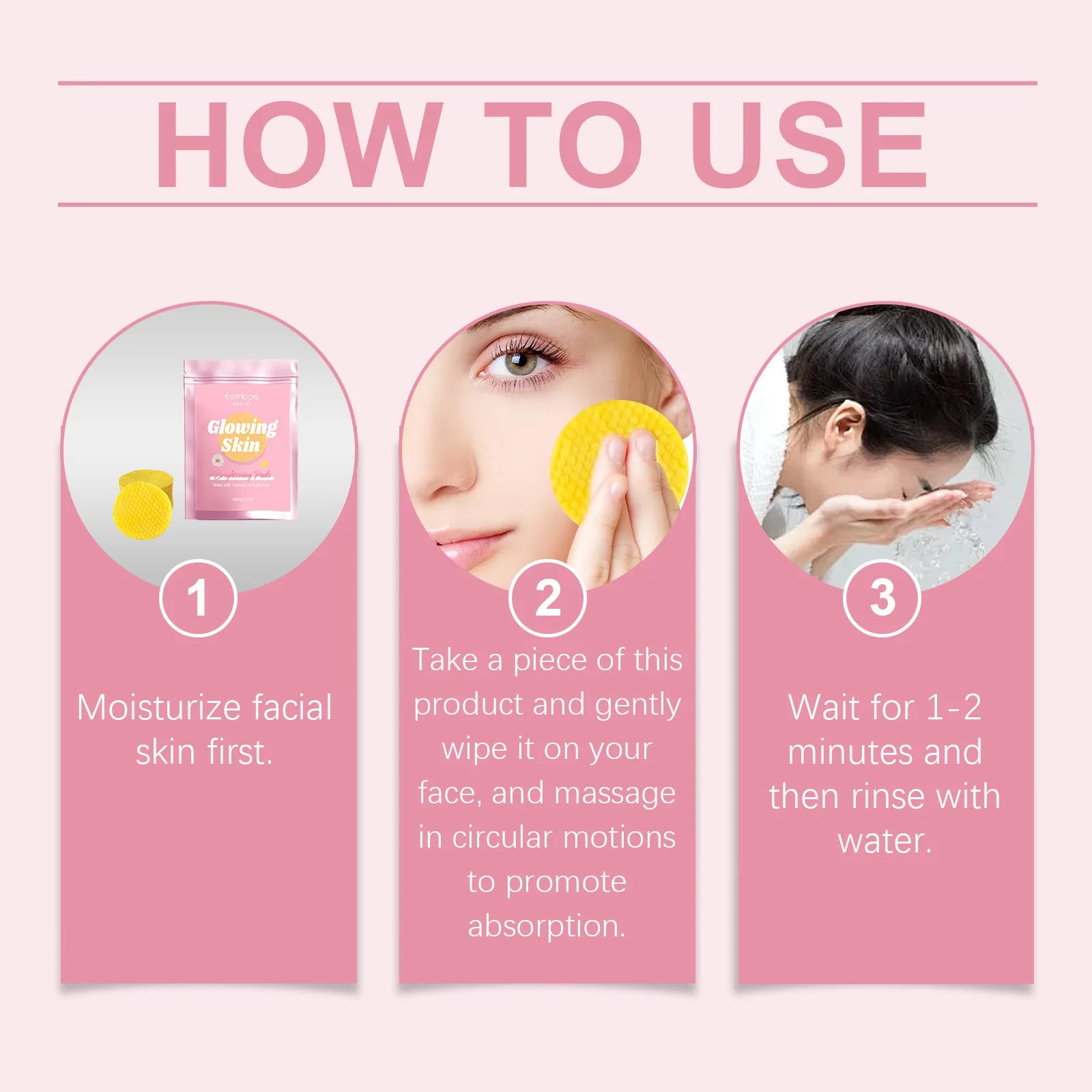 Eelhope Turmeric Kojic Acid Cleansing Pad Moisturizing Dry Improve Darkening Skin Shrink Pores Oil Control Face Exfoliating Pads Oasis Select