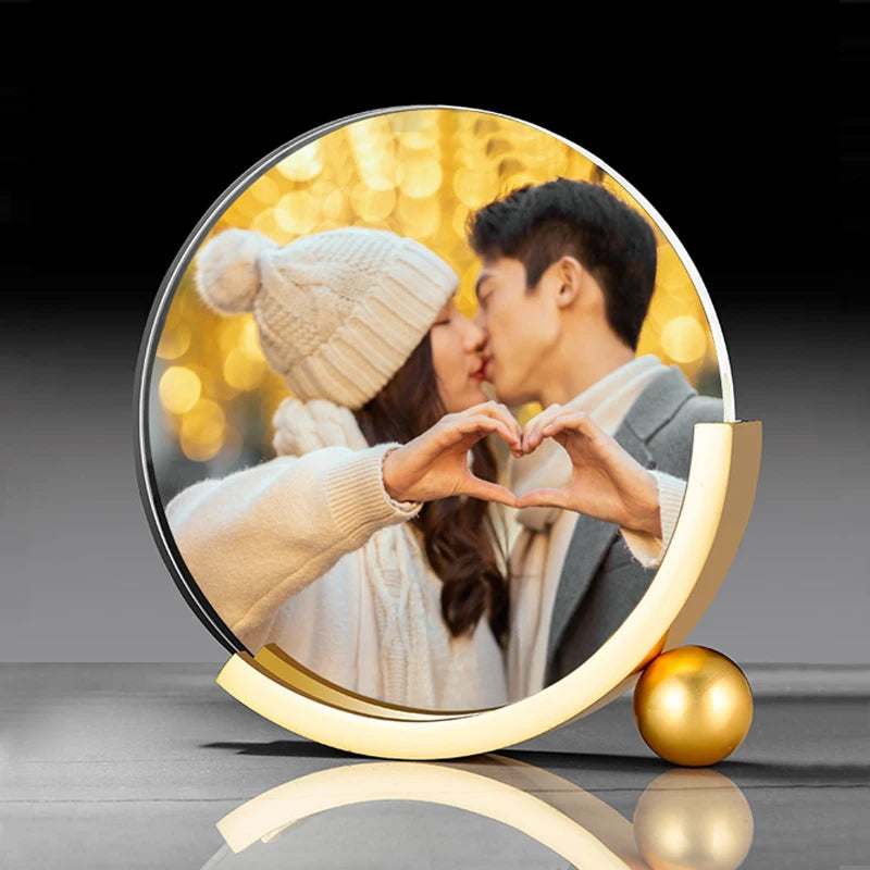 Round crystal photo set table custom wedding dress children baby growth record diy metal photo frame Oasis Select