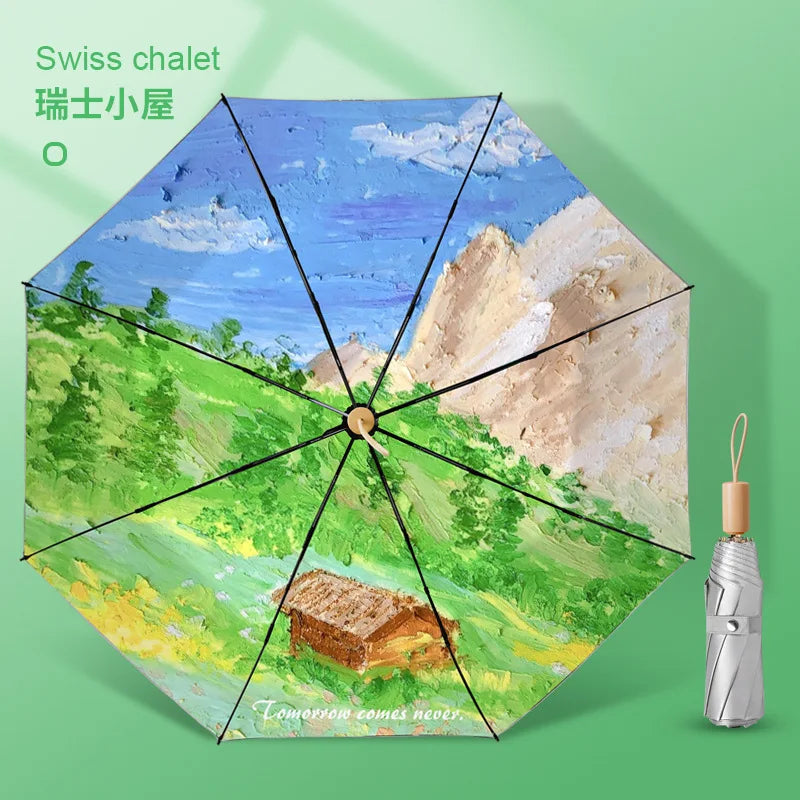 Sun Umbrella UV Protection Sunblock Double Sunshade Umbrella Both Rain and Shine Vinyl Umbrella Oasis Select 12