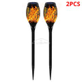 Solar Flame Torch Lights 12 LED Flickering Garden Path Lamps