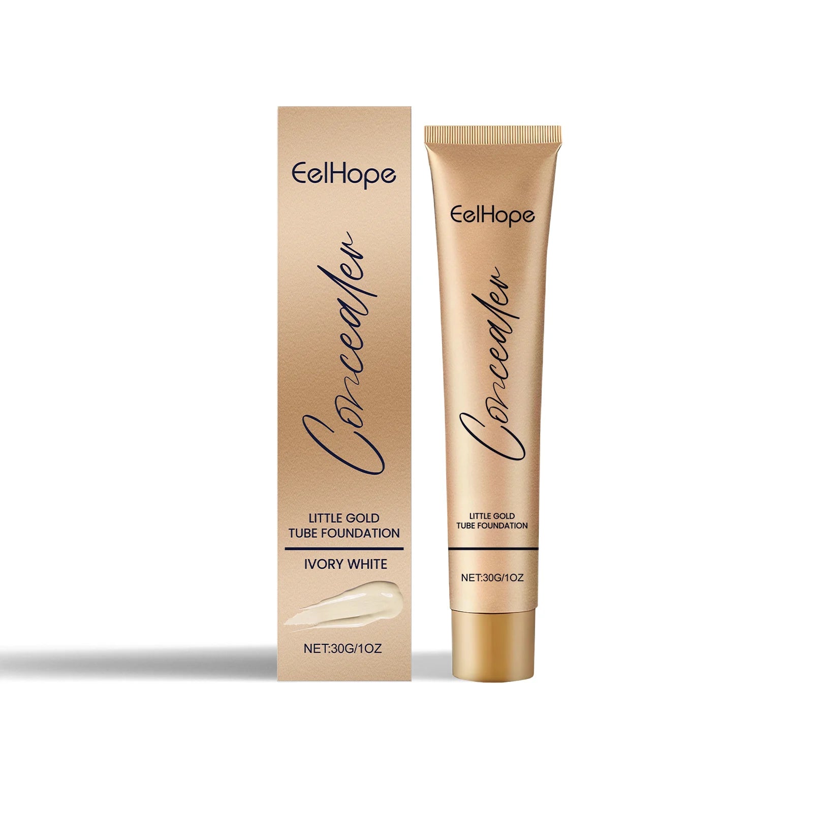 Eelhope 2-in-1 Foundation & Concealer Gold Tube 30ml Foundation Concealer Oasis Select Ivory White