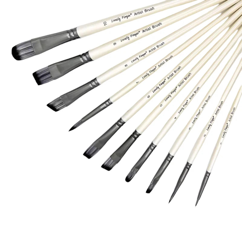 Paint Brush Set，10pcs Artist Brushes for Painting with Round,Flat,Angle,Filbert ,Professional Art Quality on Canvas, Wood, Face Oasis Select