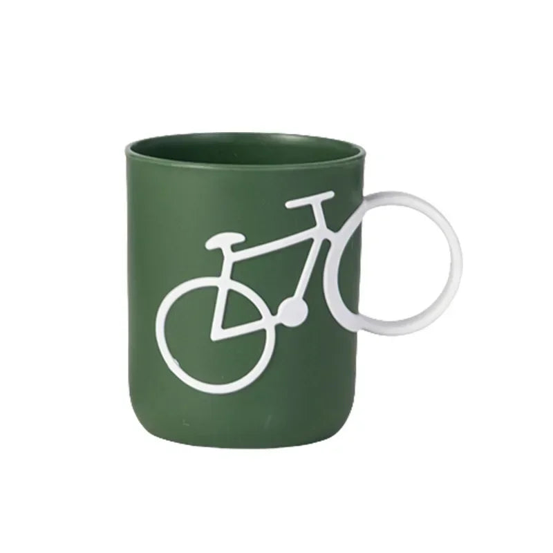 Bicycle Handle Couple Toothbrush Cup PP Mug Juice Water Milk Student Dormitory Cups 400ml Eco-Friendly Wheat Straw Cup Juice Mug Oasis Select