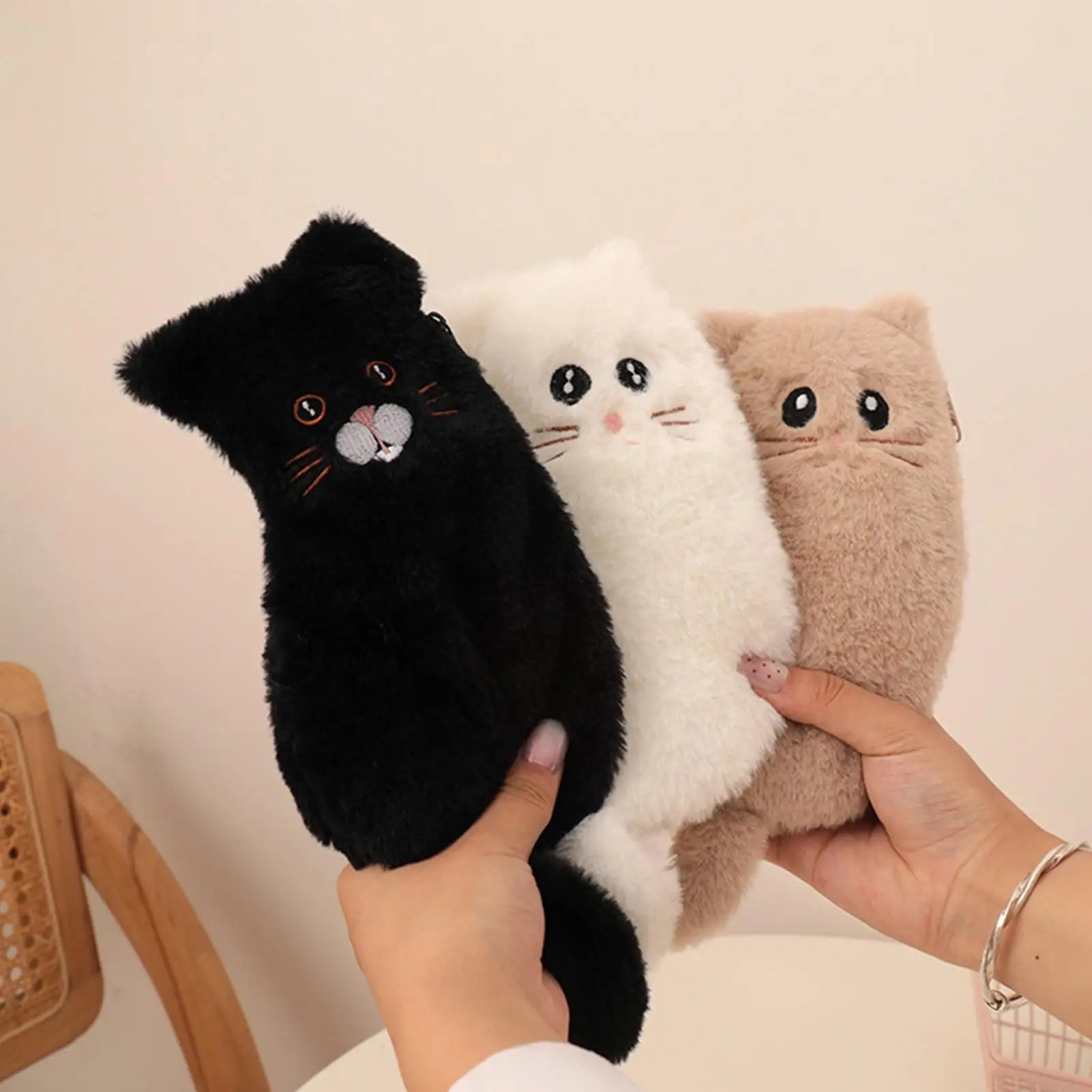 Pencil Case 1PC Cute Plush Cat Pencil Case Small Animal Design Fashion Pen Pouch School Supplies Stationery Box Gift For Kids Oasis Select