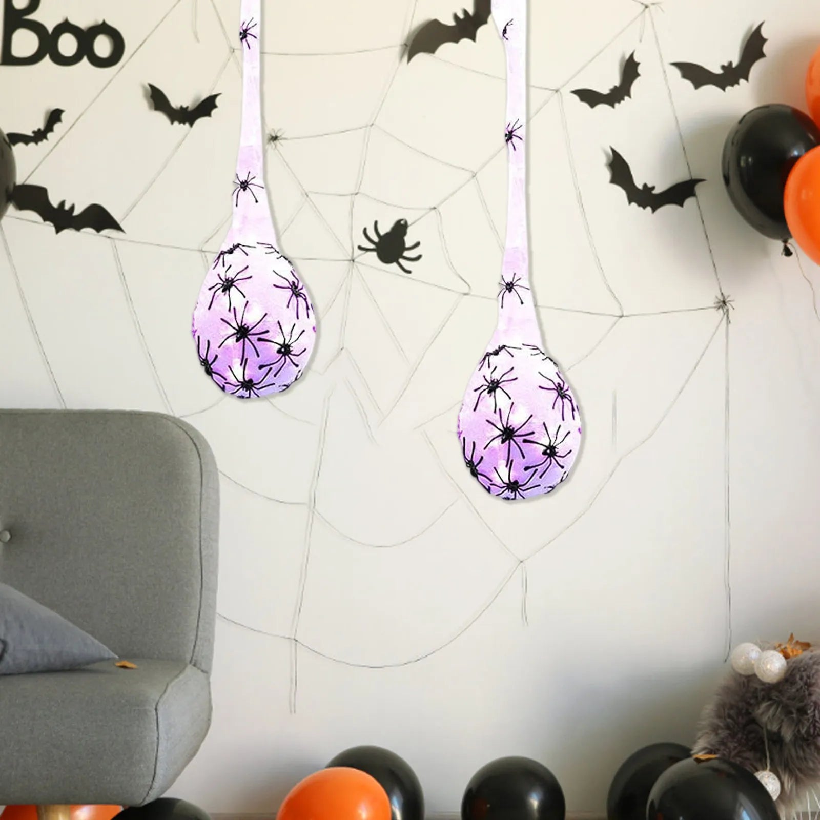 Halloween LED Glowing Spider Egg Bag Hanging Decoration Halloween Hanging Decor Oasis Select