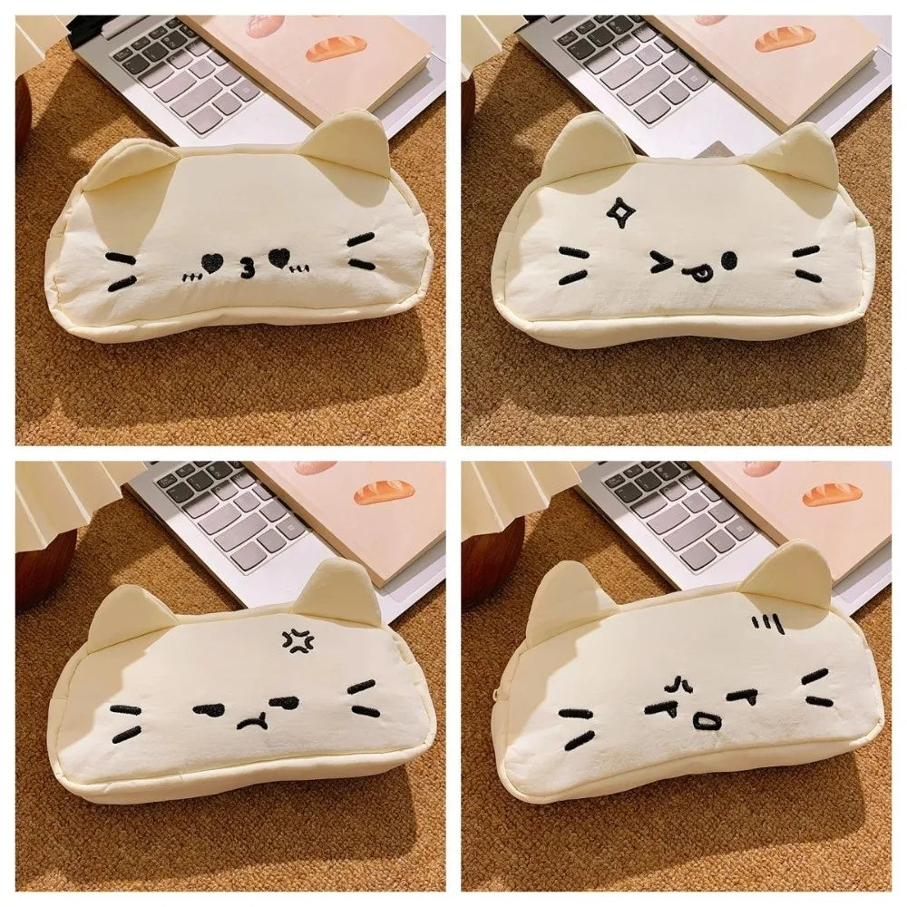 Funny Embroidered Cat Pencil Case Cartoon Cute Stationery Storage Bag Large Capacity Kawaii Kitty Stationer Bag Oasis Select