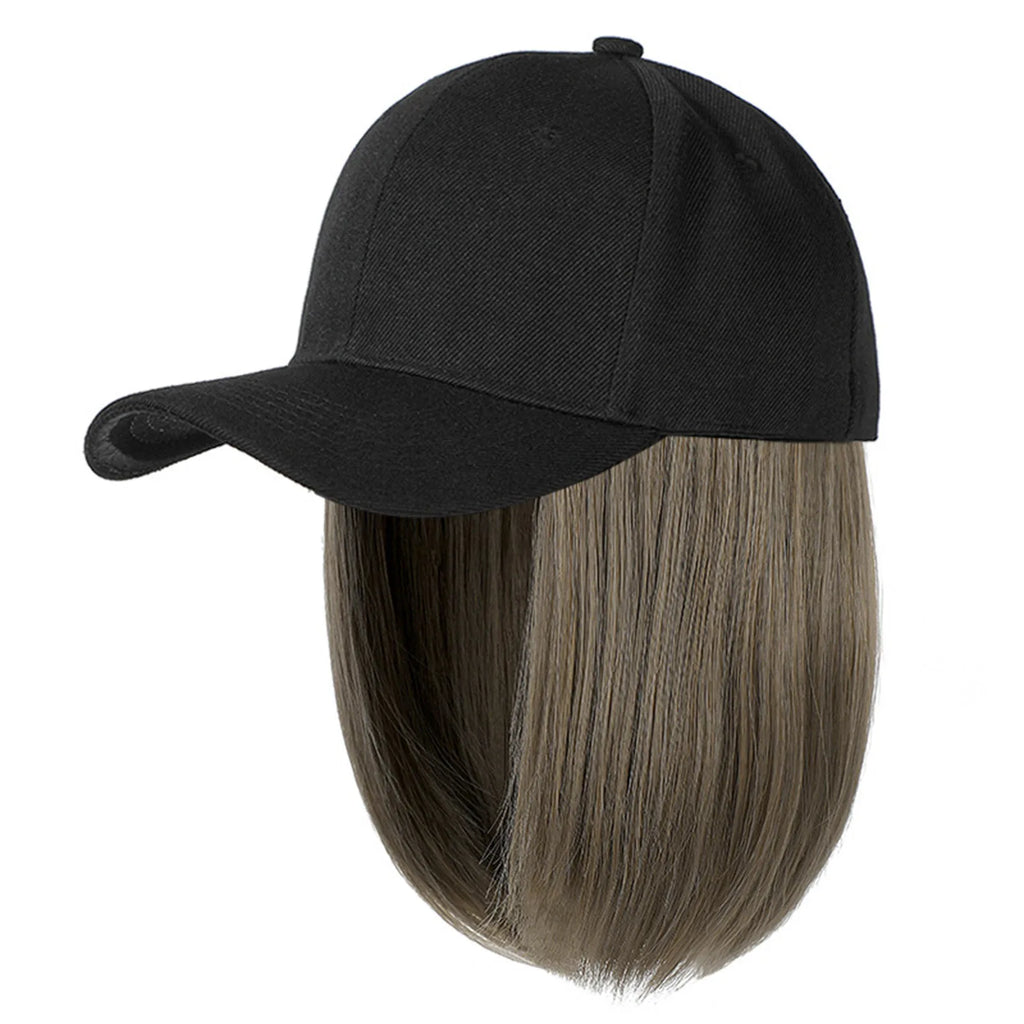 Baseball Cap Bob Wig Hat with Hair Extensions – Adjustable Wig Cap Hat Oasis Select D