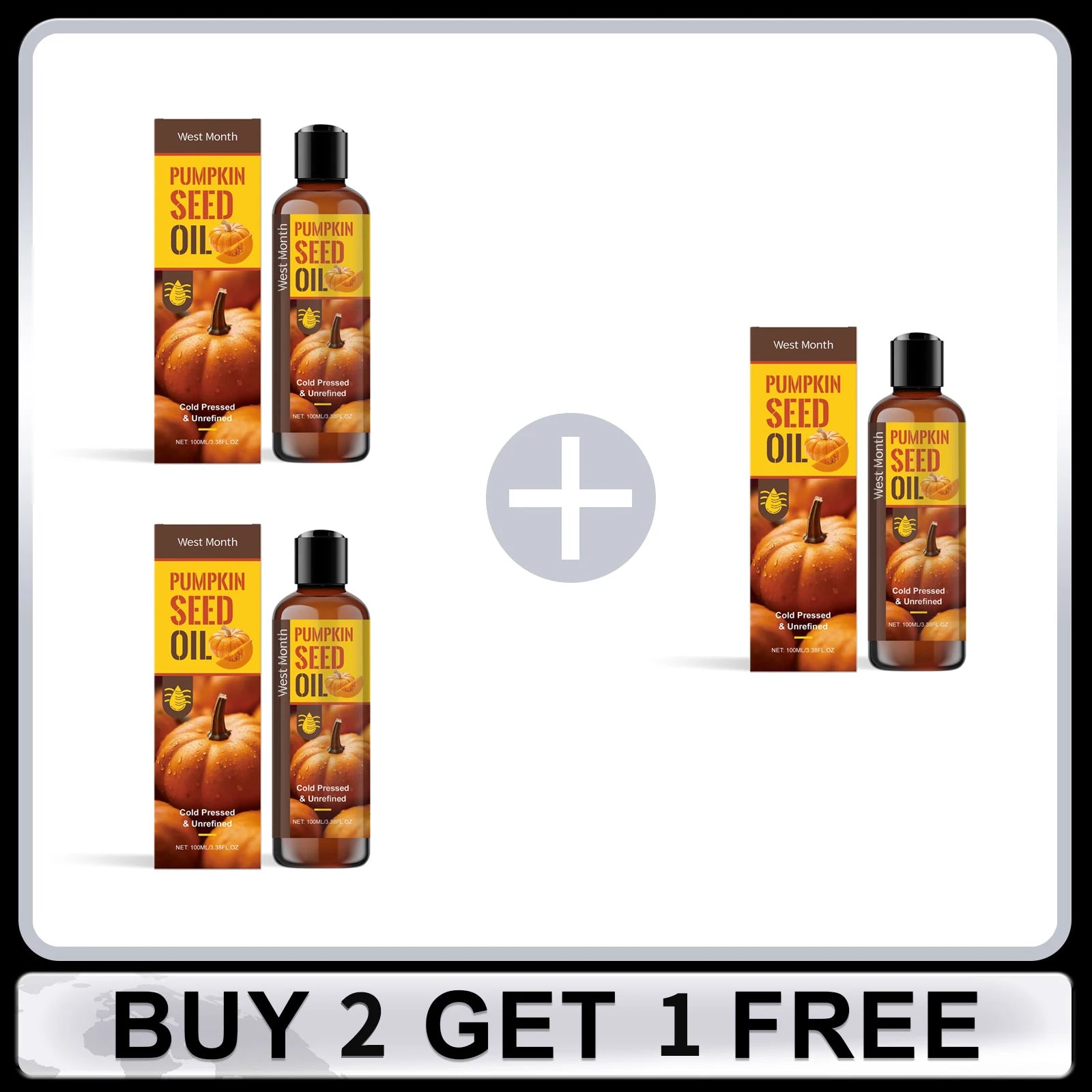 Pumpkin Seed Oil for Body & Hair Deep Moisturizing Nourishing Dry Skin Natural Hydrating Tightening Lifting Brightening Body Oil Oasis Select Buy 2 Get 1 Free