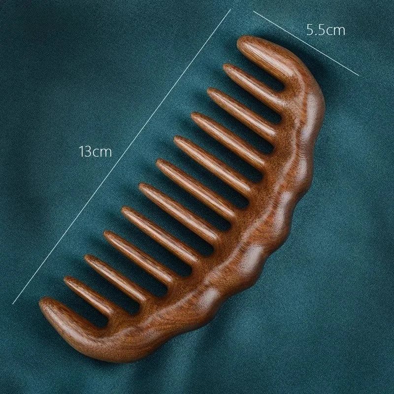 Natural Sandalwood Comb Wide Tooth Anti-Static Scalp Massager for Women/Men Wooden Detangle Comb Hair Care Gift Oasis Select one size