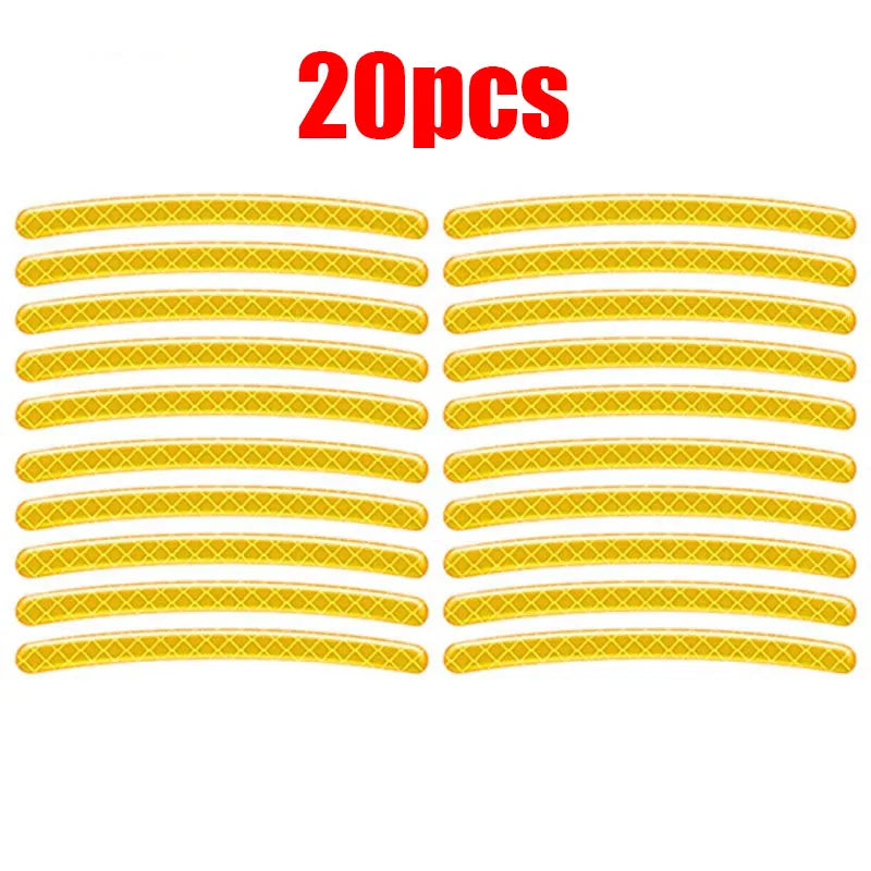 20/60pcs Wheel Hub Reflective Stickers Anti Scratch Auto Body Decorative Rim Tape Strips Warning Passing Car Motorcycle Bicycle Oasis Select 20pcs Yellow