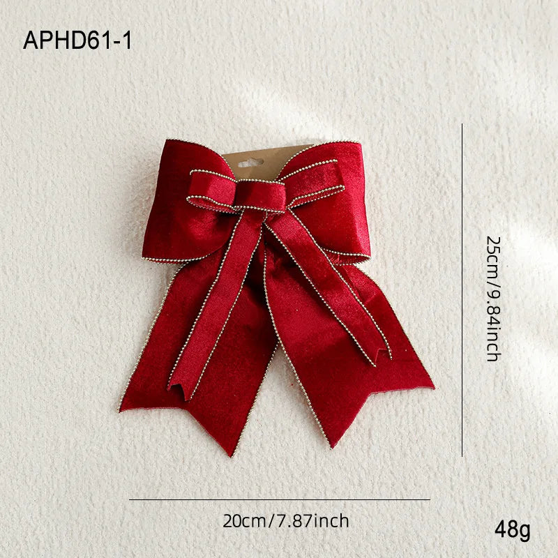 30cm Double Layer Velvet Red Christmas Bow Christmas Tree Top Bow Outdoor Decorations Wedding Hanging Pendant New Year Ornament Oasis Select Small bow