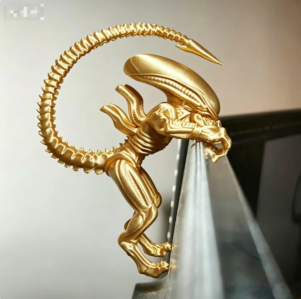3D Printed Monster Ornaments Computer Screen Decoration Cool Desktop Decoration Doll Desktop Decorative Sculpture Decorations Oasis Select golden