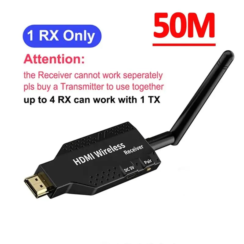 1080P 150m Wireless HDMI-Compatible 1 TX to 4 Splitter Video Transmitter Receiver for PS4 Camera Laptop PC to TV Monitor Oasis Select 50M RX
