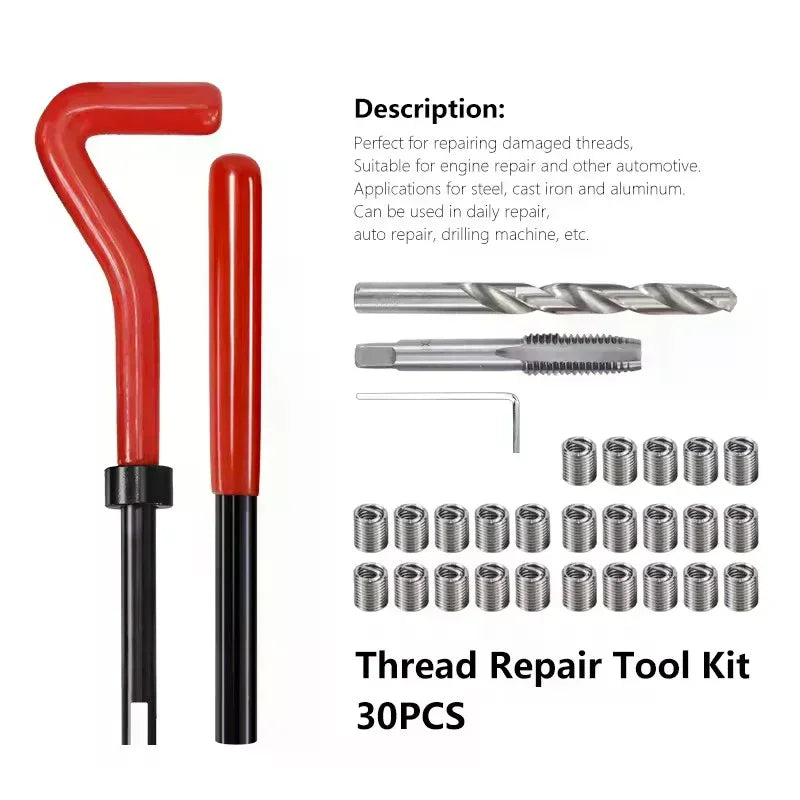 30Pcs Metric Thread Repair Insert Kit M5 M6 M8 Car Pro Coil Tool M8*0.8Thread Repair Insert Kit Oasis Select