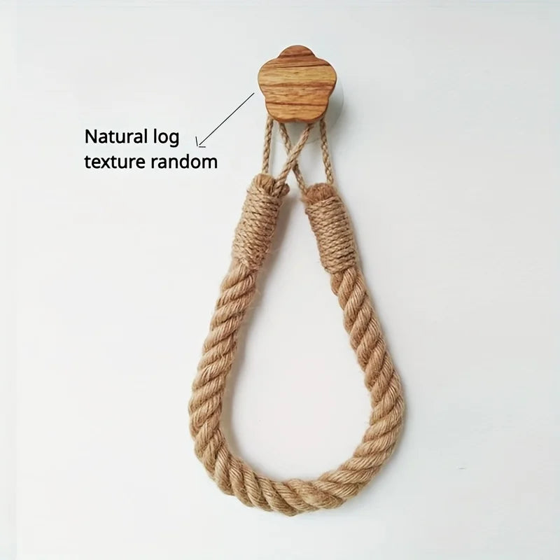 Toilet Roll Paper Holders Retro Hemp Rope Punchless Wall Mounted Rack Washroom Decor Tissue Holder Bathroom Storage Accessories Oasis Select Cat Claws