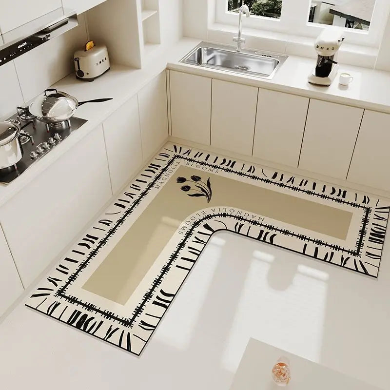New L Shaped Simple Kitchen Mat Foot mats Long Area Rugs Crystal Velvet Carpet for Living Room Absorbent Foot Bedroom Doormat Oasis Select C 90x90x45cm