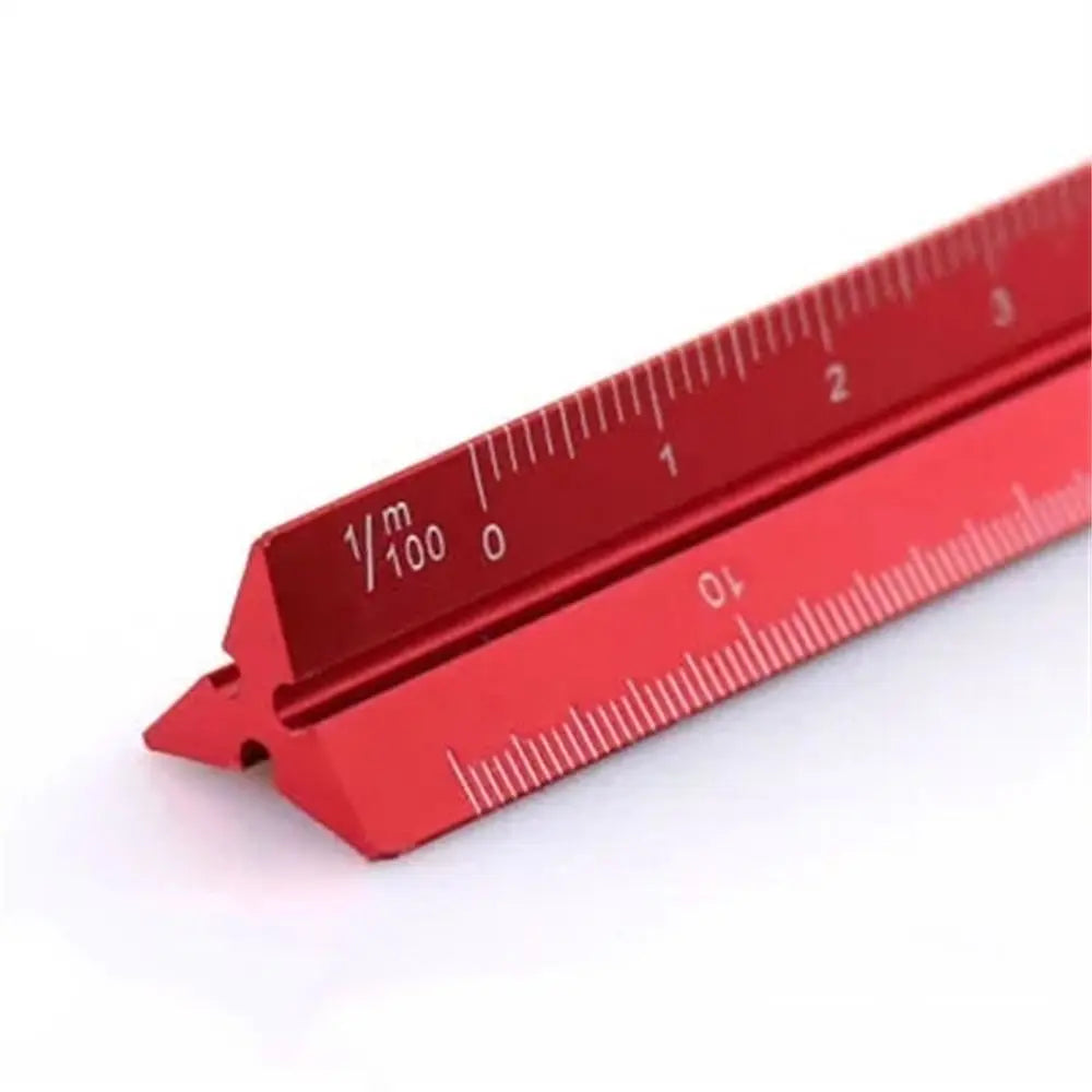 High Quality Colorful 15cm 30cm Aluminum Triangular Scale Ruler 1:20 - 1:600 Alloy Metal Scale Regua Desenho H0003 Oasis Select 15cm-small red