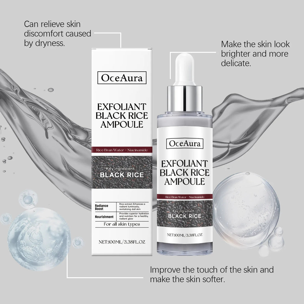 Oceaura Black Rice Exfoliating Liquid Deeply Cleansing Shrink Pores Nourish Oil Control Remove Dead Skin Body Exfoliate Serums Oasis Select