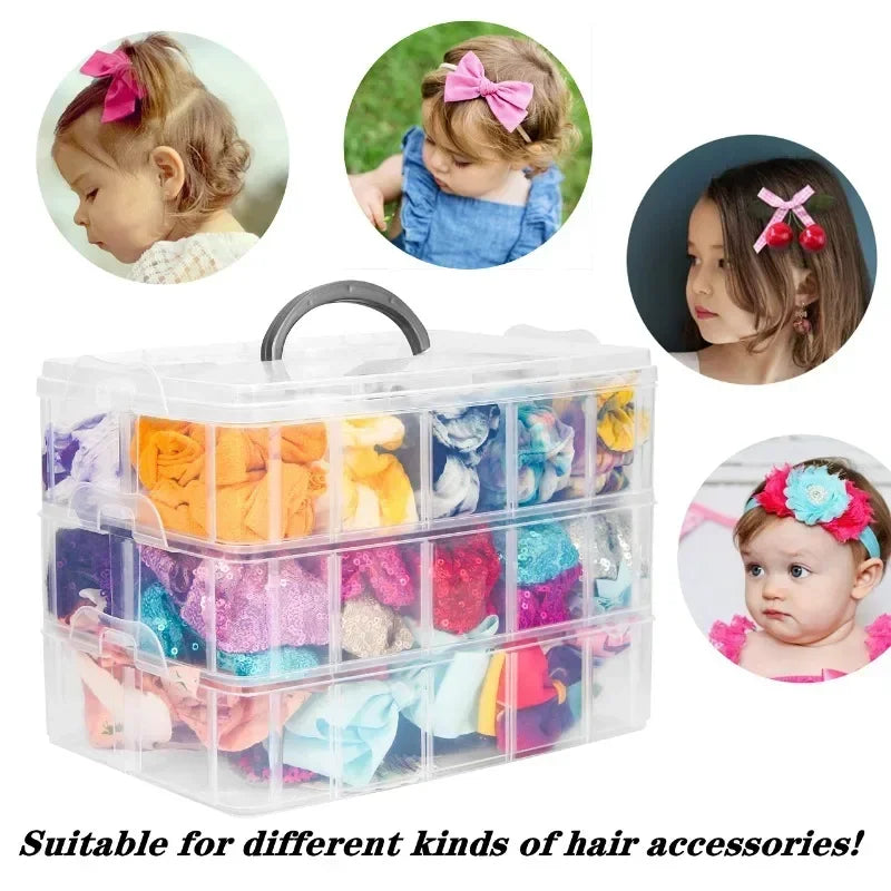 3-layer transparent storage box, stackable storage box, portable craft bead plastic box, jewelry storage box, storage tray Oasis Select