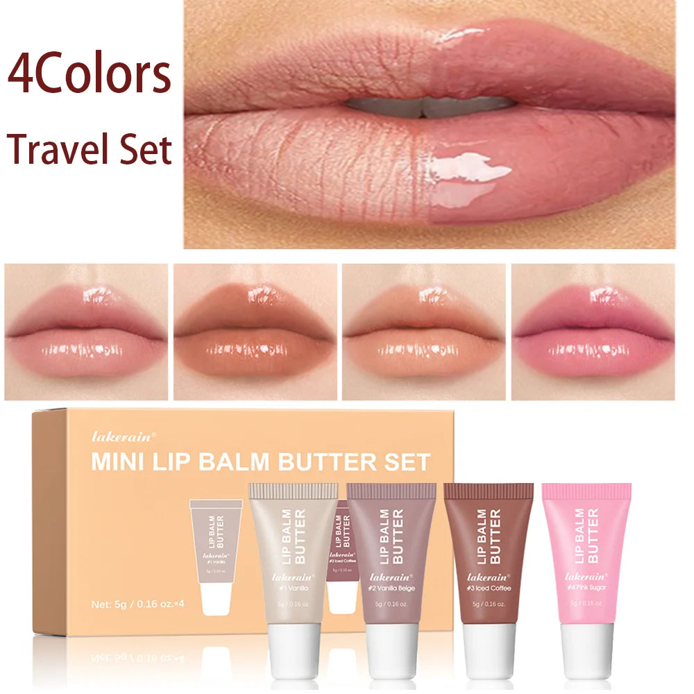 Lakerain Mini Lip Butter Balm Set – 4pc Travel Lip Gloss Lip Butter Balm Set Oasis Select