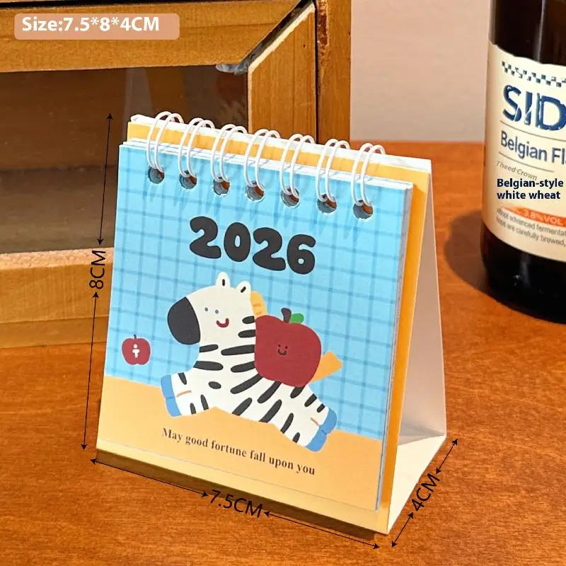 1Pcs Cartoon Portable Coil Monthly Calendar Planner 2026 Horse Year Mini Desk Calendar Office And Home Decor New Year's Present Oasis Select A2