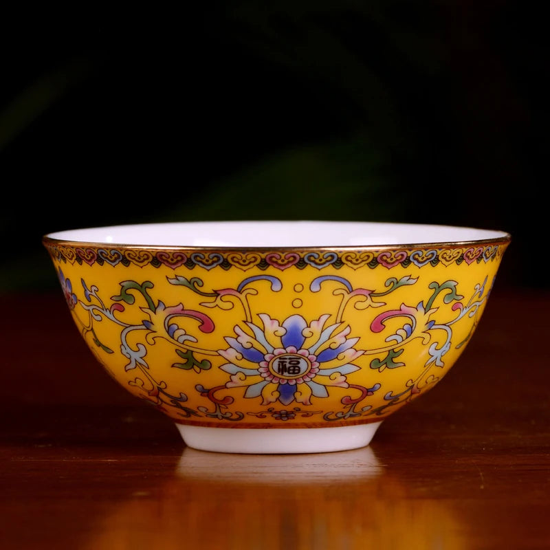 Jingdezhen Ceramic Bowl Household Bowl and Dish Set Tableware Combination Palace Chinese Bowl and Dish Hotel Clubhouse Oasis Select 4in bowl