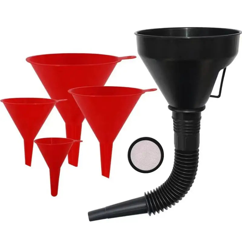 1 Set Plastic Oil Funnel Right Angled Funnel Car Motorcycle Multi Caliber Refueling Funnel Kit Detachable Nozzle And Filter Oasis Select A6