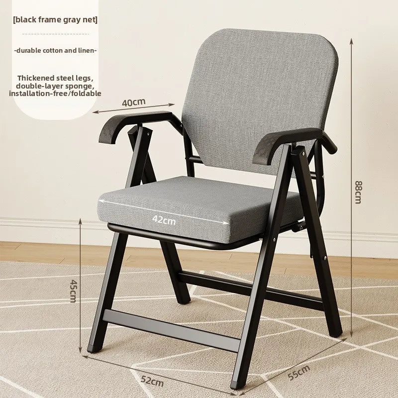 Folding chair Home leisure back chair Comfortable sedentary breathable office chair Dormitory homework chair Oasis Select Rice White