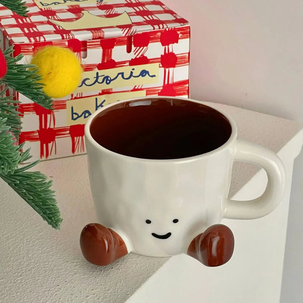 Ceramic Coffee Cup Water Cup with Feet Cute Decorative Coffee Beverage Mug for Photographers Men Women Kids Birthday Christmas Oasis Select