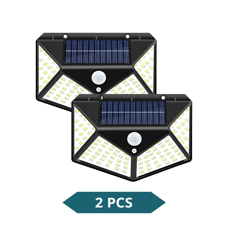 LED Solar Lights Outdoor Waterproof Motion Sensor Garden Lights Solar Powered Street Light External Lamp for Yard Wall Oasis Select 100LED 2 Pieces