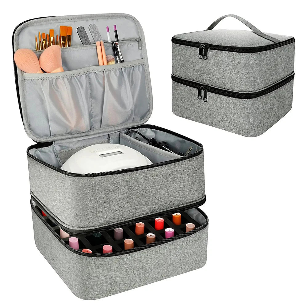 Double Layer Nail Polish Storage Bag – 30 Compartments