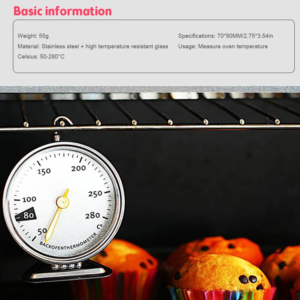 Stainless Steel Oven Thermometer New Large Dial Baking BBQ Cooking Meat Food Temperature Measurement Hang Stand Kitchen Supplies Oasis Select