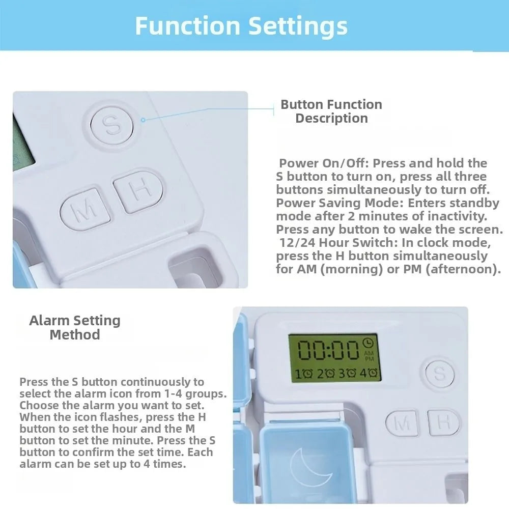 7-Day Smart Pill Organizer with Alarm Timer & Reminder