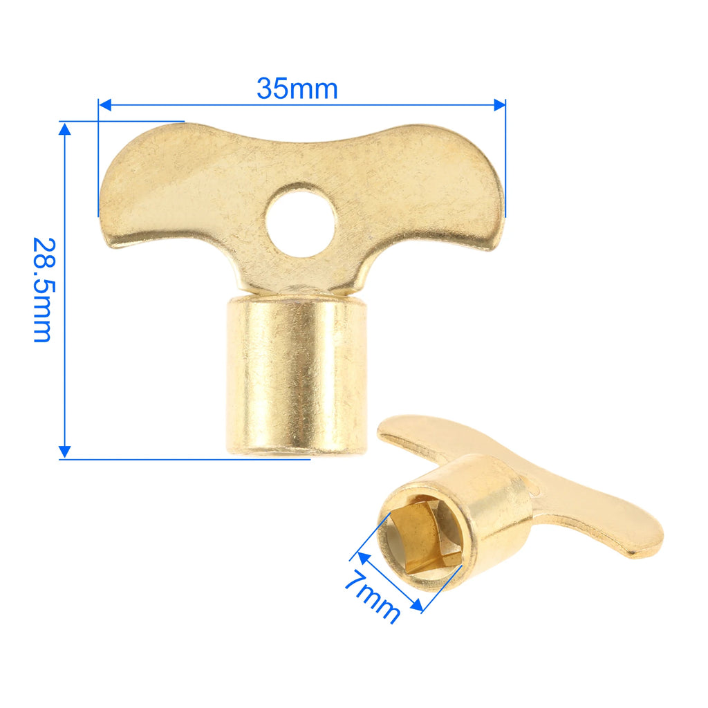 2Pcs Gold Metal Water Tap Key Clock Type Grip 7mm Square Spool Anti-Theft Faucet Valve Control Tool for Standard Taps Oasis Select