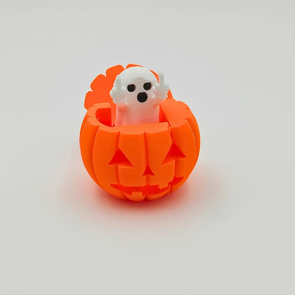 Creative Pumpkin Ghost Night Desktop Ornament Funny 3D Printing Pumpkin Ghost Decorative For Festival Halloween Party Oasis Select