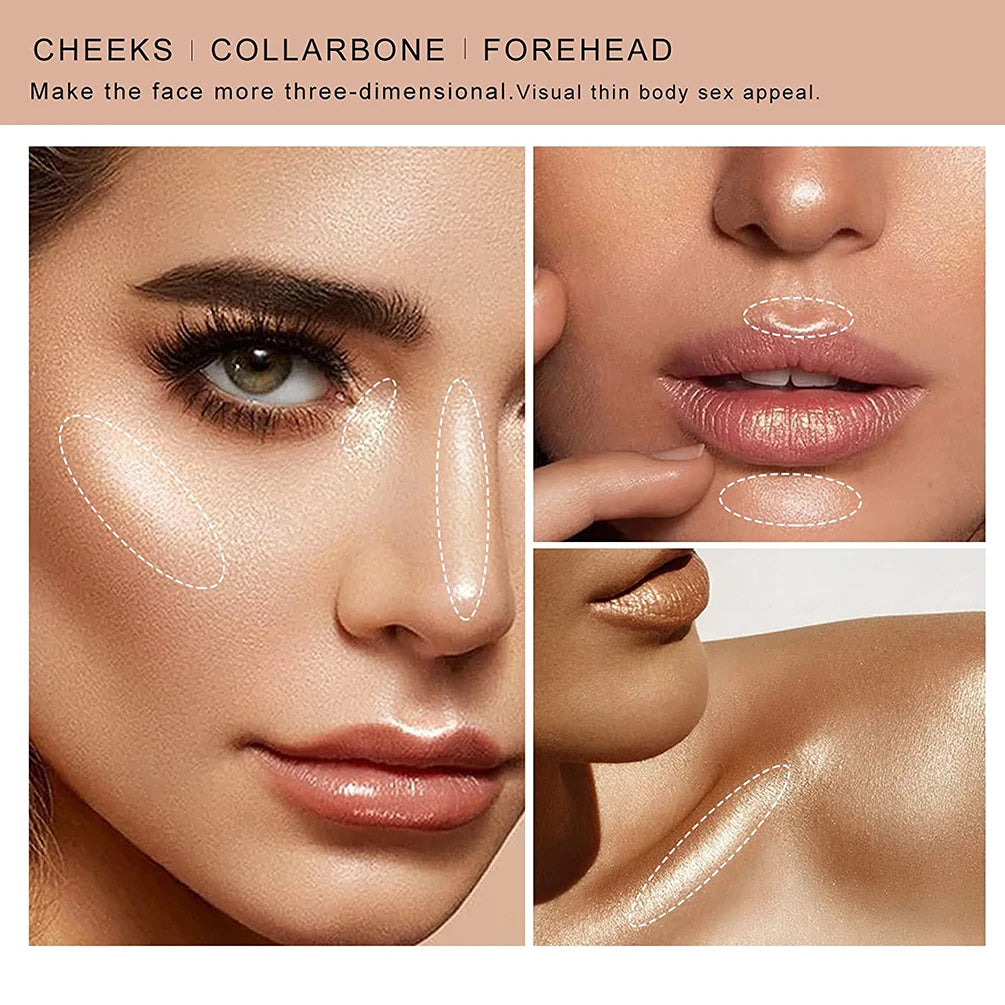 QiBest 2-Color Highlighter & Contour Stick | Shimmer Bronzer