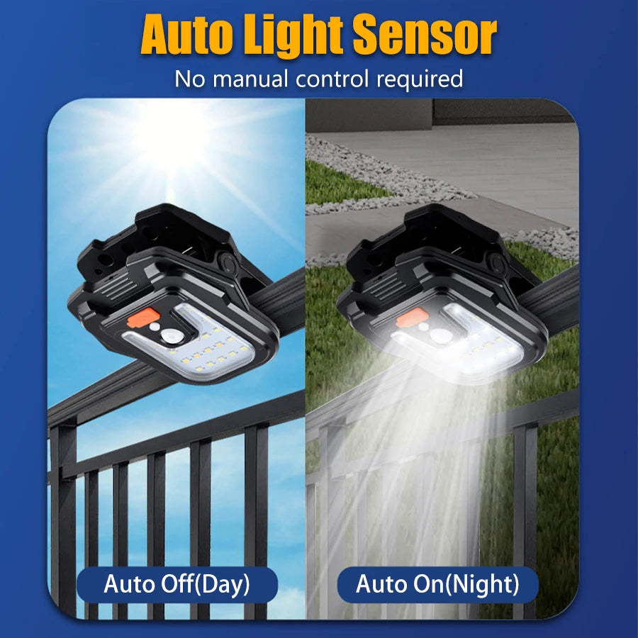 19 LED Solar Outdoor Clip Light – Motion Sensor, IP65, Dual Charge