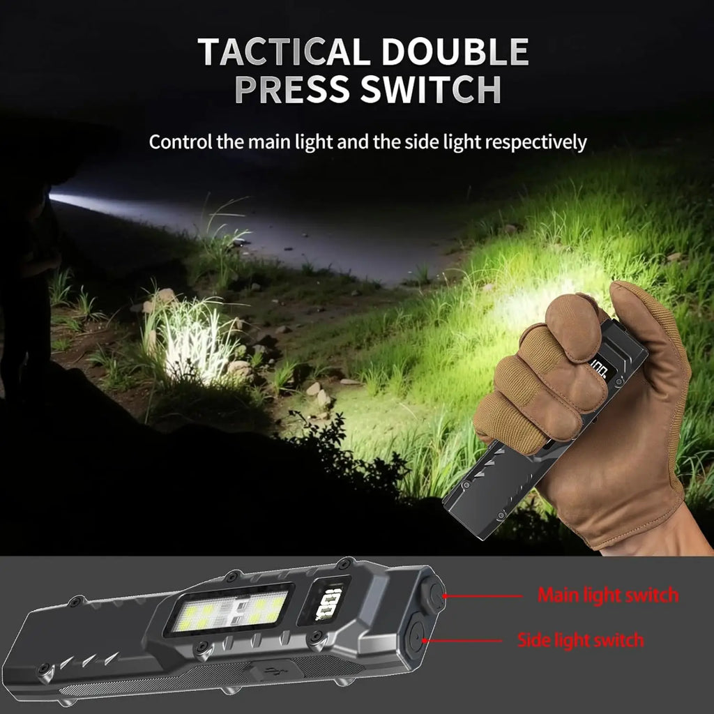 ZHIYU EDC Tactical Flashlight 1200 Lumen Dual LED+COB USB-C