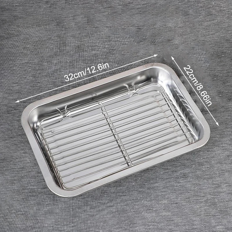 Stainless Steel Baking Tray Set with Removable Cooling Rack Non-stick BBQ Pan Tray Plate for Oven Brownie Cooking And Roasting Oasis Select Set M