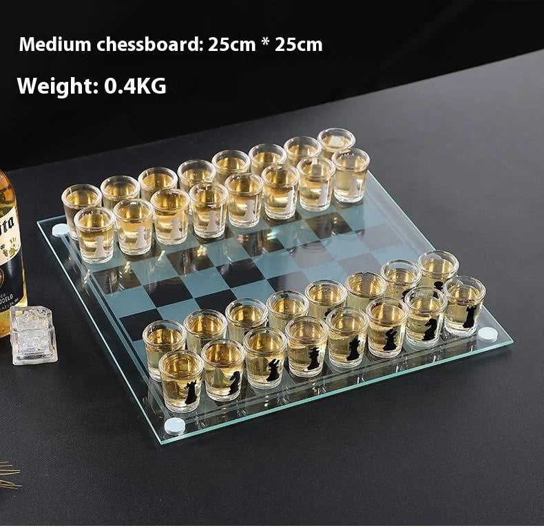 Transparent Glass Wine Glass Set Bar Drinking Games Home Party Games Whiskey Cocktail Tequila Bar Game Chessboard Set Party Gift Oasis Select s 25x25cm